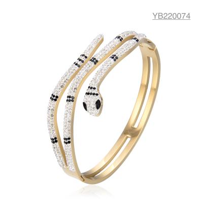 China Medusa Snake All Diamond Bracelet Personalized Stainless Steel Gold Bangle for sale