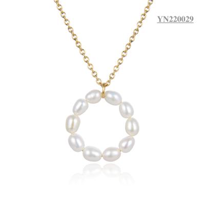 China Luxury Brand 14k Gold Plated Necklaces 10 Pearls Round Pendant Necklace for sale