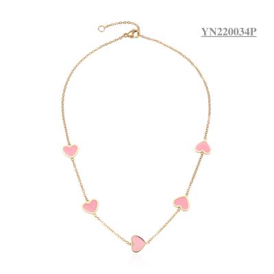 China 40CM 18k Gold Stainless Steel Necklace 5 Heart Trendy Luxury Jewelry for sale