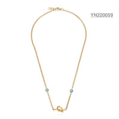 Китай ODM Роскошный бренд Double Blue Eye Gold Stacking Ожерелье из нержавеющей стали продается
