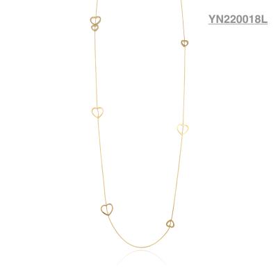 China 60CM Hollow Out Heart Stackable Gold Necklaces Stainless Steel Necklace Womens for sale