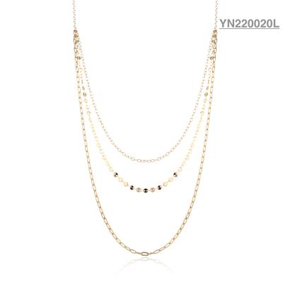 China Collar en capas de acero inoxidable OEM Collar con colgante de triple capa de oro K en venta
