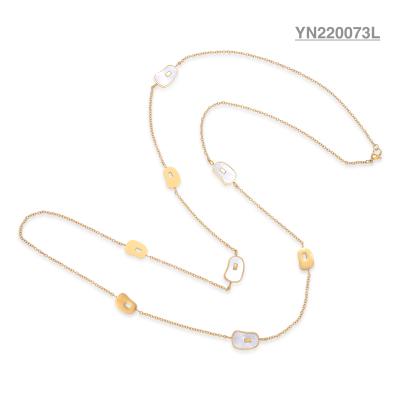 China 60CM Stainless Steel Designer Jewelry Long Pendant Gold Stacking Necklace for sale