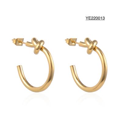China 14k Stainless Steel Gold Earrings Solid Color Semicircle Ear Pendants for sale