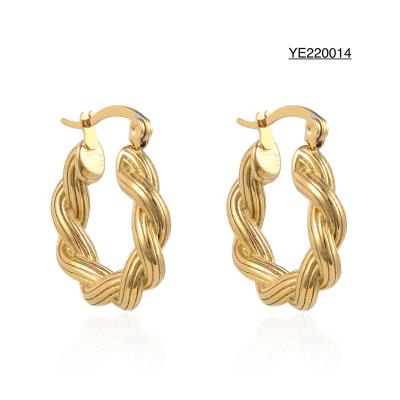 China Exaggerated Oversize K Gold Wave Earrings Irregular Stainless Steel Hoop Earrings for sale
