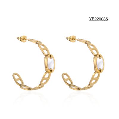 China White Fritillary Stainless Steel Gold Earrings Hollow Gold Hoop Earrings For Banquets for sale