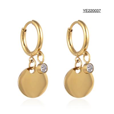 China Round Fringe Rhinestone Inlaid Gold Drop Earrings Stainless Steel for sale