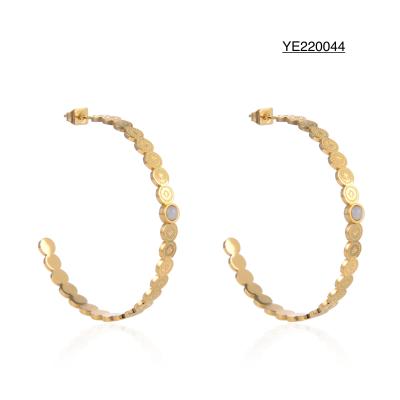 China OEM ODM Stainless Steel Gold Earrings Delicate Hexagonal Pearl Shell Earrings for sale