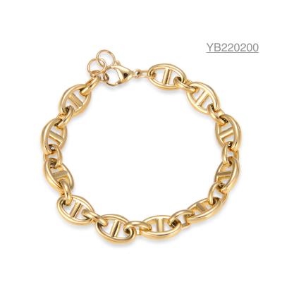China Vintage Stainless Steel Designer Jewelry Pig Nose Shape Gold Hand Chain For Ladies for sale