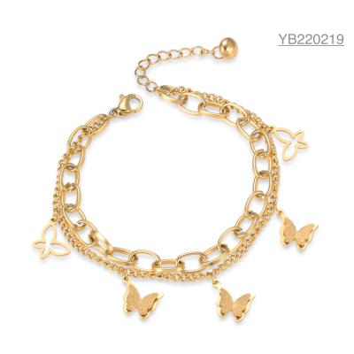 China Collar de cadena de mariposa chapado en oro de 14 k Collar de mariposa tridimensional de acero inoxidable en venta