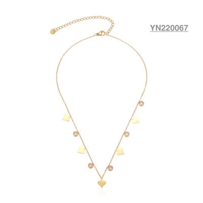 China Fashion 18k Gold Plated Jewelry Elegant Love Heart Rhinestone Necklace With Tassel for sale
