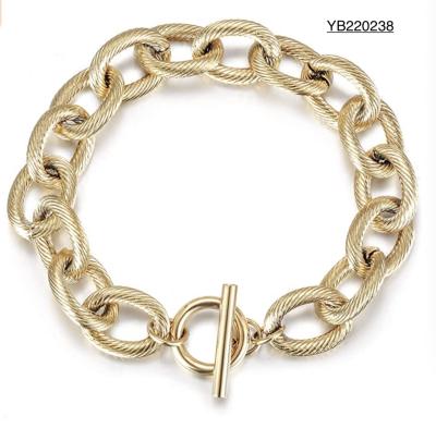 China American Fashion 14k Gold Charm Bracelet INS Style Simple Gold Buckle Bangle for sale