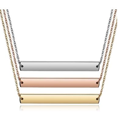 China OEM ODM Stainless Steel Fashion Necklaces Textured Nameplate Pendant Necklace for sale