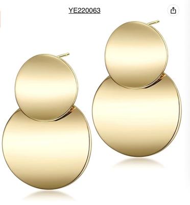 Chine Boucles d'Oreilles Goutte Acier Inoxydable Double Rond 2.5cm Niche Jewellery à vendre