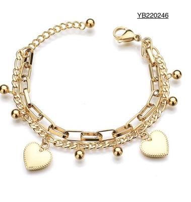 Chine Bracelet de cheville en or 14 carats avec chaîne à la main et gland multicouche en acier inoxydable de 16 cm à vendre