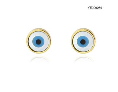 China Evil Eye Stainless Steel Gold Earrings Niche Luxury Fashion Blue Eye Earrings for sale
