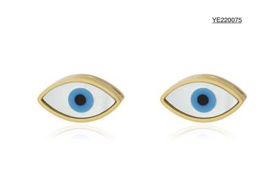 China CE Stainless Steel Shell Pendant Jewelry Turkish Evil Eye Stud Earrings for sale