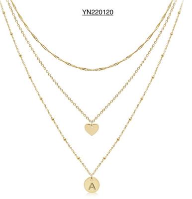 China Womens Stainless Steel Layered Necklace Heart Pendant Necklace For Anniversary for sale