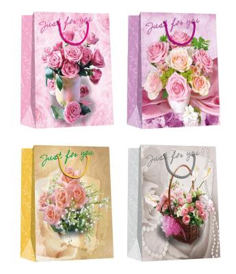 China Valentine day flower pattern designs Paper Shopping Bags for sale