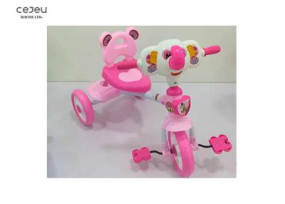 China Age 3 Kid Riding Tricycle Loaded 25kg Pink Plastic Trike With Flashing Pedal for sale