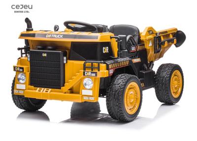 China Yellow 2.4G RC Kids Ride On Toy Truck Dump Battery Operated Ride On Trucks 12V10AH for sale