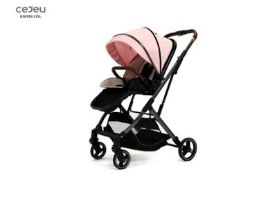 China Pink Lightweight Stroller With PU Wheel Shopping Basket for sale