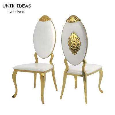 China Modern Fashion Gold White Stainless Steel Banquet Chair Luxury Banquet Wedding Chair for sale