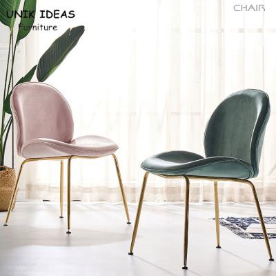 China Metal Frame Upholstered Dining Chair Armless Beige Green Ins Style 56x54x84cm for sale