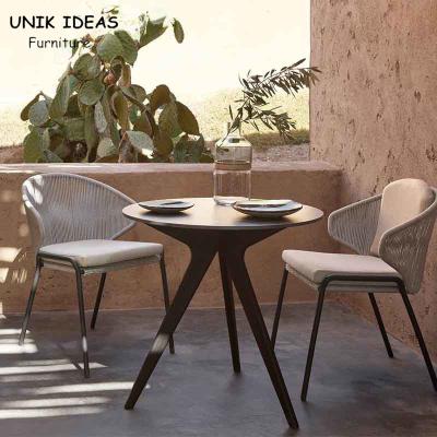 China Nordic Rope Rattan Woven Dining Chair Outdoor Furniture Garden 65x70x75cm for sale