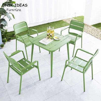 China Patio Dining Chairs And Table Set Modern Aluminum Metal Garden Outdoor 61x61x84cm for sale