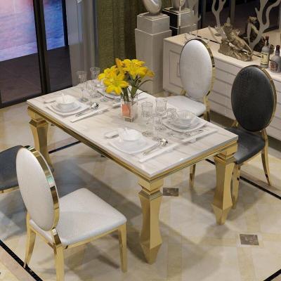 China Garden Home Luxury Dining Table And Chairs 240cm 120cm 140cm 6 Seater  Marble for sale
