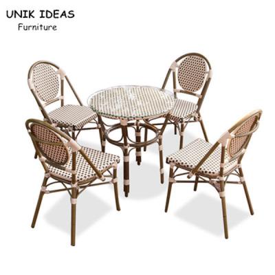 China Cafe Garden Furnitures Black White Rattan Bamboo Dining Chairs for sale