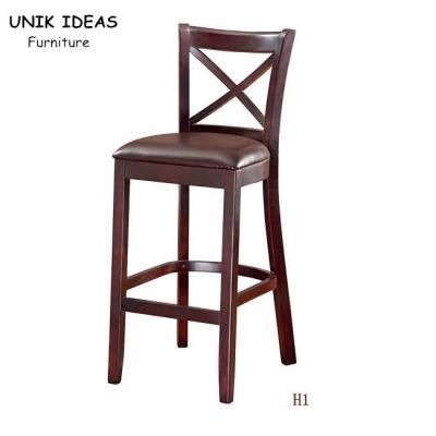 China Breakfast Wooden Bar Stools With Backs Wood Counter Height Chairs 41x46x116cm for sale