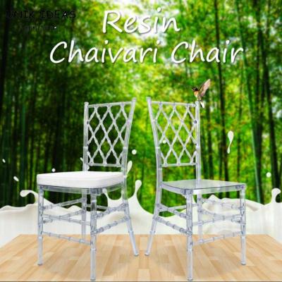 China Bride Groom Resin Wedding Banquet Chairs Stackable Chiavari Diamond Crystal 40x40x92cm for sale