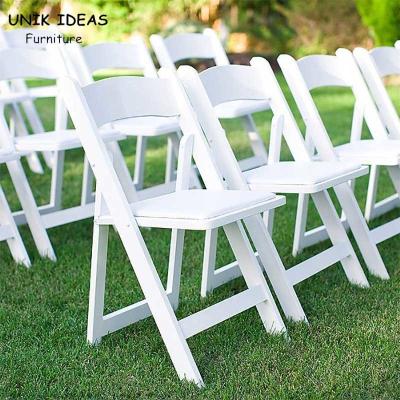 China White Resin Folding Wedding Chair Hire Outdoor Lawn Hotel Event 44x43x78cm for sale