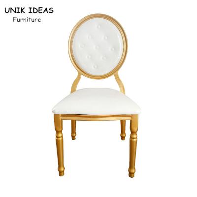 China Party Hall Wedding Banquet Chairs Rental Round Back Restaurant Gold 38x40x93cm for sale