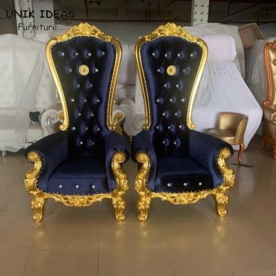 China Gold Royal Sofa King And Queen Chairs For Wedding Rental Banquet Blue Black for sale