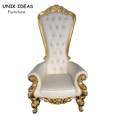 China High Back Gold King Bride And Groom Wedding Throne Chairs For Rent 1750x520x550mm for sale