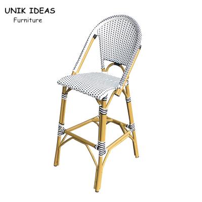 China Cafe Bistro Bar Stool White Rattan Counter Height Chairs Outdoor Restaurant for sale