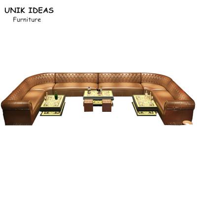 China 3m Wide 12 Seater Custom U Shaped Club Lounge Sofa With Chaise Strip for sale