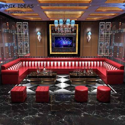 China Leather U Shaped Club Lounge Sofa Sectional Blue With Recliners Party Room Night Club Couch for sale