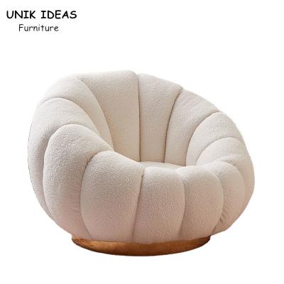 China Single Seater Recliner Armchair White Pumpkin Sofa Chair White Fabric Leisure for sale