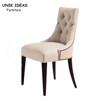 China Velvet Leather Chesterfield Dining Chairs Grey Brown Cream Green Grey Beige for sale