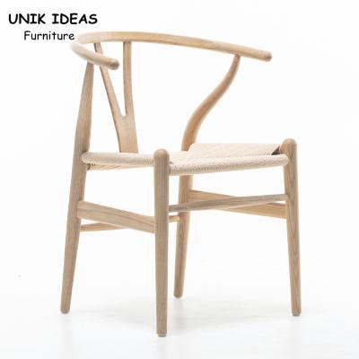 China Oak Nest Nordic Solid Wood Dining Chair Hans Wegner Wishbone Dining Chair Rope for sale