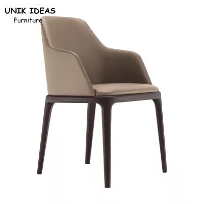 Chine Hauteur de siège noire Ash Wood Dining Chairs en cuir de Brown Grey Nordic Dining Chair 60cm à vendre