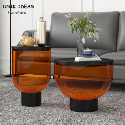 中国 円形の緩和されたガラス中心のテーブルの居間のコーヒー大きく小さいボール35x52cm 販売のため