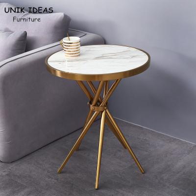 China Modern Round Marble Centre Table Steel Small Side For Bedroom 50x50x60cm for sale