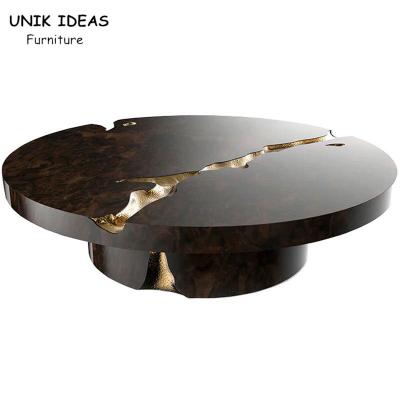 China 3ft 4ft Black White Round Natural Stone Top Coffee Tables For Kitchen Crack Italy for sale