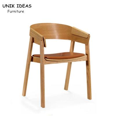 China 76cm Nature Wood Dining Chair Coffee Lounge Armrest 8.5kg for sale