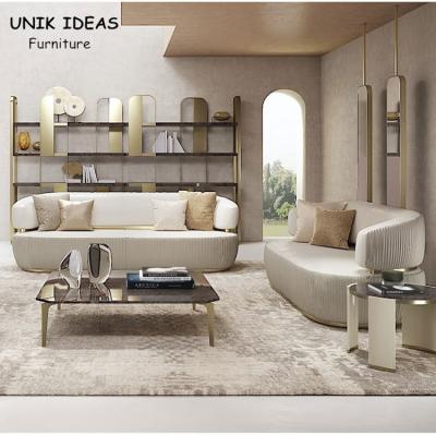 China Beige Sectional Couch Living Room Leather 3 Seater Sofa With Chaise Hotel for sale